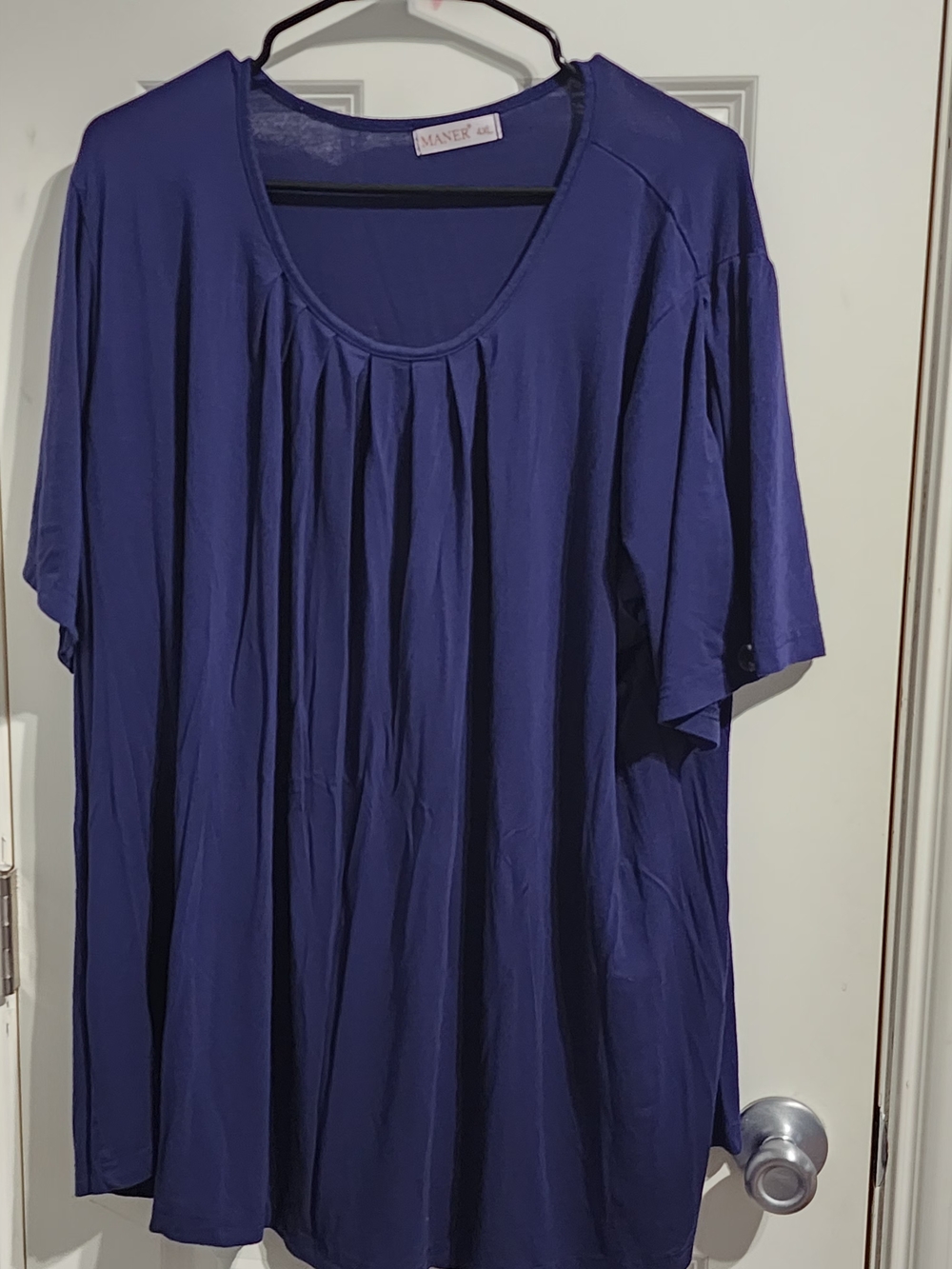 Mansur Relaxed Scoop Neck Blouse in Deep Blue